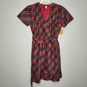 Gymboree Christmas Plaid red and green v neck holiday ruffle cute size xxl